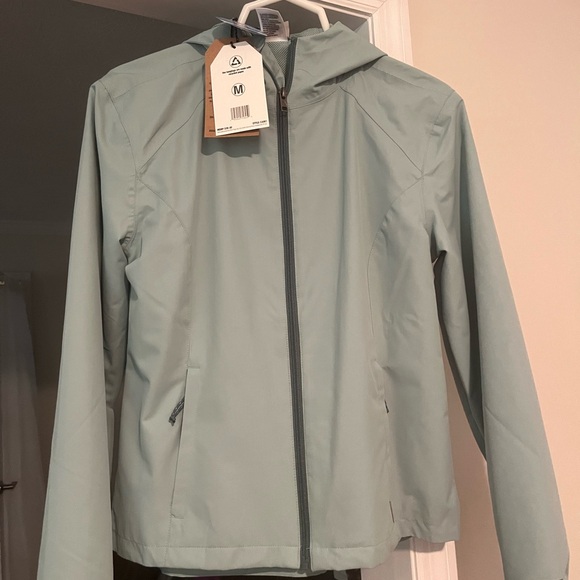 Women’s waterproof avalanche teal jacket with hood . Packable - Picture 2 of 5